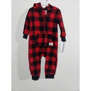 Carter's Baby Buffalo Plaid Hooded Jumper Pajamas  Size: 9 MO